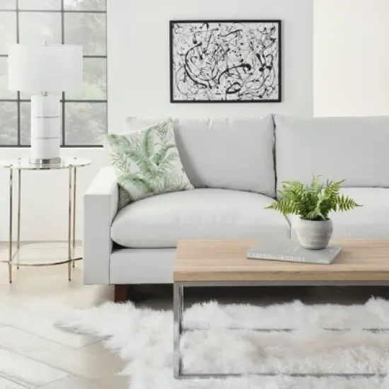 18"x18" Reversible Indoor/Outdoor Banana Leaf and Chevron Print Square Throw Pillow - Mina Victory image {3}