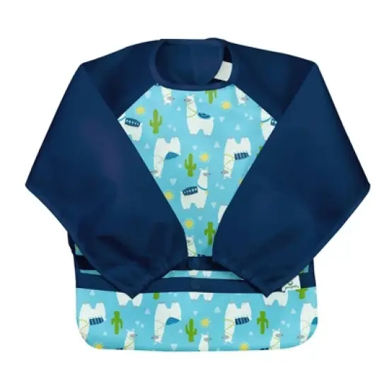 green sprouts Snap & Go Easy-wear Long Sleeve Bib Llamas 12-24m - Aqua image {3}