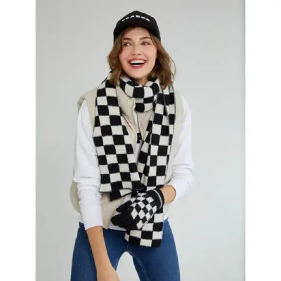 Shiraleah Black and White Check Tanner Plaid Scarf image {1}