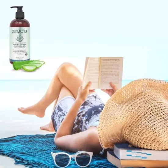 Pura d'or Healing Organic Aloe Vera Gel - Lavender - 16 fl oz image {3}