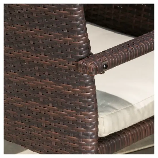 McNeil 7pc Wicker Dining Set with Cushions: Weather-Resistant, Oval Table, Polyester - Christopher Knight Home image {2}