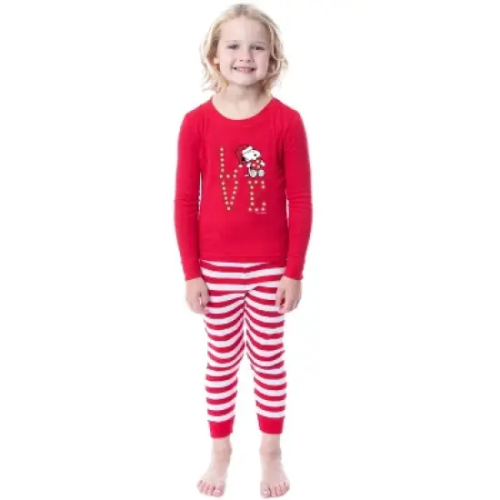 Peanuts Family Christmas Love Snoopy Santa Sleep 2 Piece Pajama Set Child image {1}