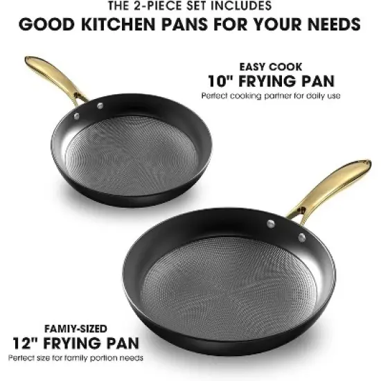 imarku Professional Cooking Utensils , Nonstick Cast Iron Skillets 2pcs, 10 Inch, 12 Inch Pizza Pans , Steak Pan, Dishwasher Safe, Free POFA image {1}