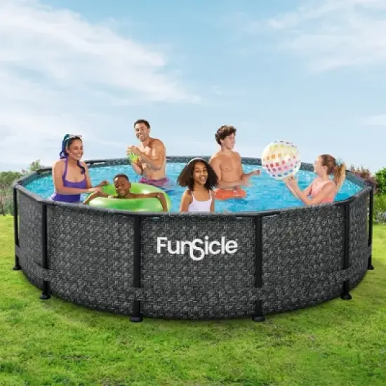 Funsicle Oasis Designer 12' x 36" Round Above Ground Swimming Pool Set with 2-in-1 Filter Pump & Ladder - Easy Setup for Backyard Fun image {1}