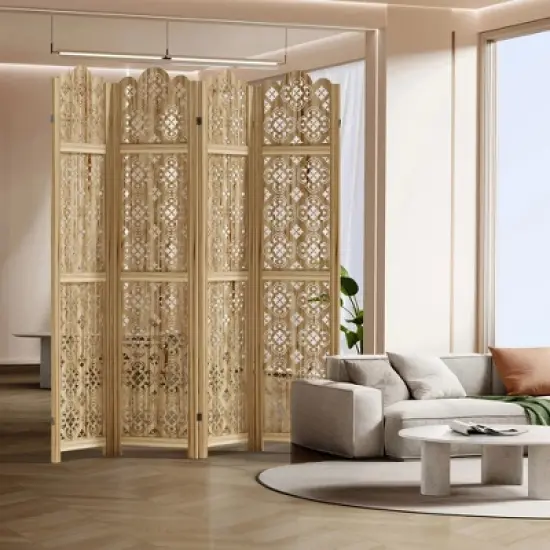 Lirago 68 in. Wood indoor Privacy Screens Garden Outdoor Fence 4 pieces Brown image {1}