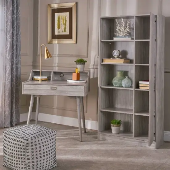 2pc Ellison Mid Century Modern Home Office Set Gray - Christopher Knight Home image {1}