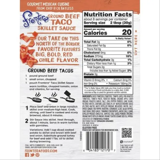 Frontera Texas Original Taco Skillet Sauce 8oz image {2}