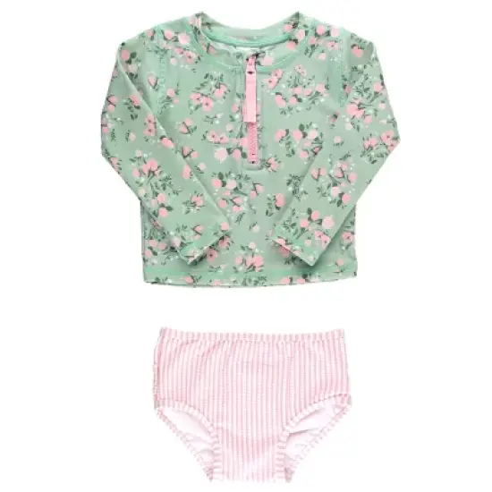 RuffleButts Girls Long Sleeve Zipper Rash Guard 2-Piece image {4}