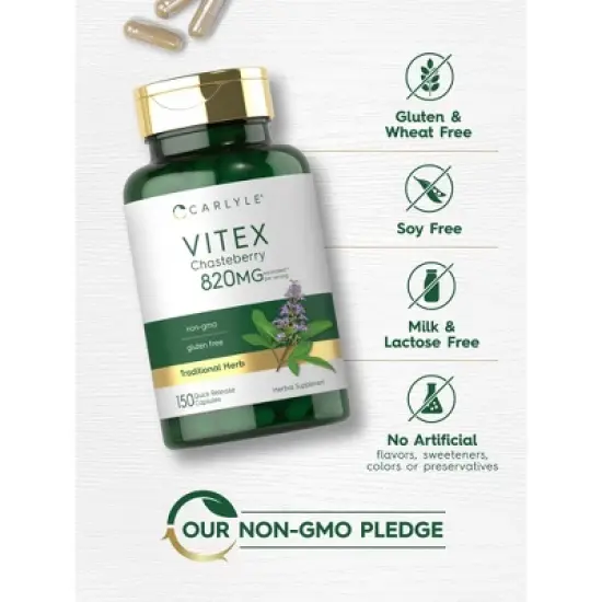 Carlyle Vitex Chasteberry Supplement 820mg | 150 Capsules image {4}