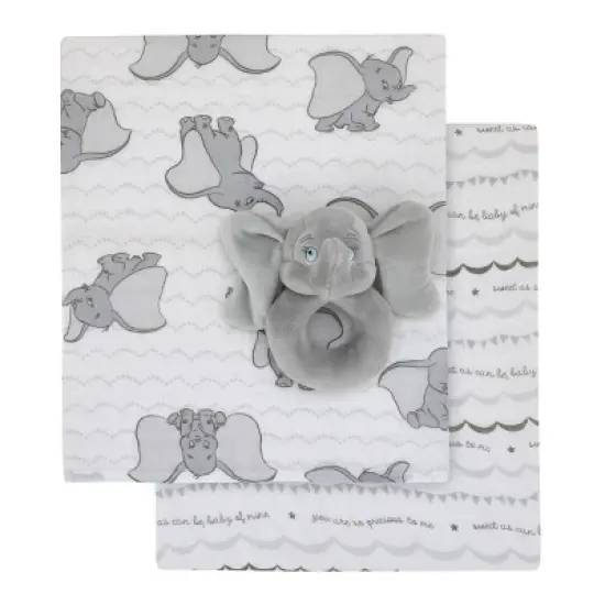 Disney Dumbo 100% Cotton Muslin Swaddles with Plush Rattle - 2pk image {1}