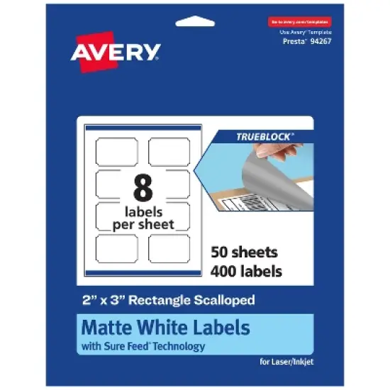 Avery TrueBlock Matte White Paper Labels,  2" x 3" Rectangle Scalloped image {7}