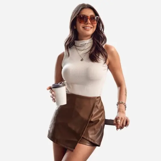 Women's Ribbed Turtleneck Tank Top - Cupshe image {6}