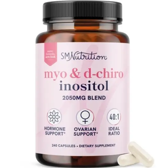 Myo-Inositol & D-Chiro Inositol for Women's Hormone Balance, Ideal 40:1 Ratio, Menstrual Cycle & Ovarian Health Support Supplement, SMNutrition, 240ct image {9}