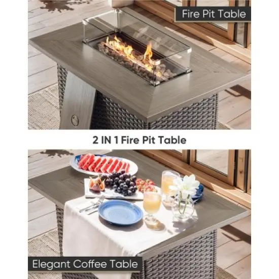 Belord Patio Furniture Set with 6-INCH Extra Thick Cushion, 5 Pieces Outdoor Patio Furniture Set with Swivel Chairs, Sofa Couch, and Firepit Table image {11}