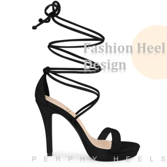 Perphy Platform Stiletto Heels Lace Up Sandals for Women image {3}
