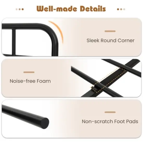 Costway Metal Platform Bed Frame Industrial Headboard Mattress Foundation image {6}