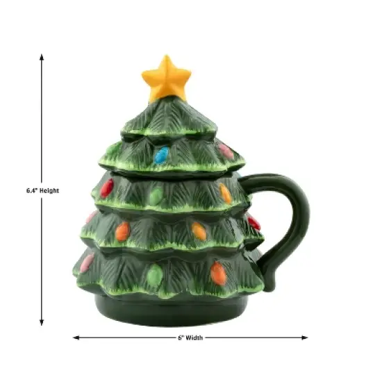 Mr. Christmas 16 oz. Nostalgic Ceramic Tree Lidded Mug image {2}
