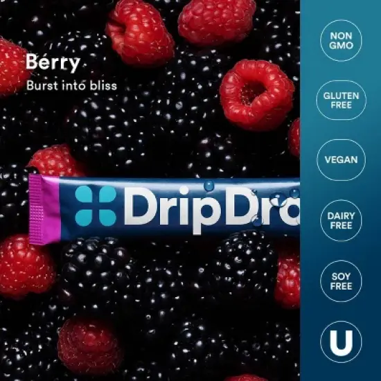 DripDrop Hydration Powder Vegan Electrolyte Supplements - Berry - 0.35oz/8ct image {8}