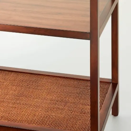 70" 5-Shelf Wood & Cane Transitional Vertical Bookshelf - Brown - Hearth & Hand&trade; with Magnolia image {3}