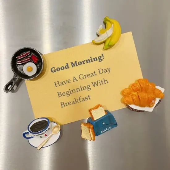 Wrapables 3D Resin Fridge Magnets, Food Simulation Refrigerator Magnets for Kitchen (Set of 5), Breakfast image {7}