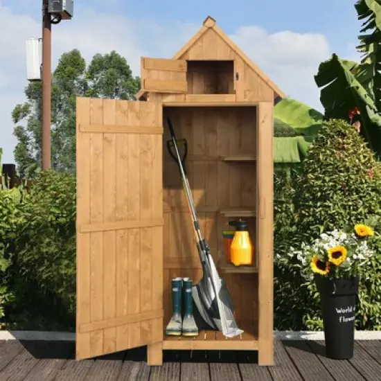 Karl Home 70'' H Yellow Solid Wood Outdoor Storage Shed image {3}