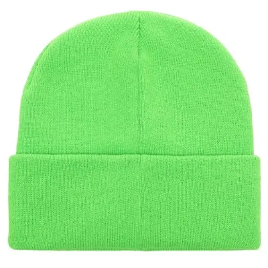Beetlejuice Plain Neon Green Embroidered Logo Cuff Knit Beanie image {1}
