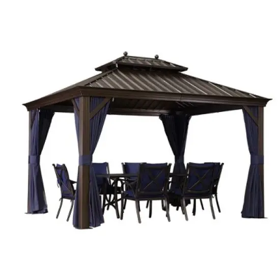 PURPLE LEAF Hardtop Gazebo Canopy with Netting and Curtains for Outdoor Deck Backyard Heavy Duty Metal Patio Permanent Pavilion image {8}