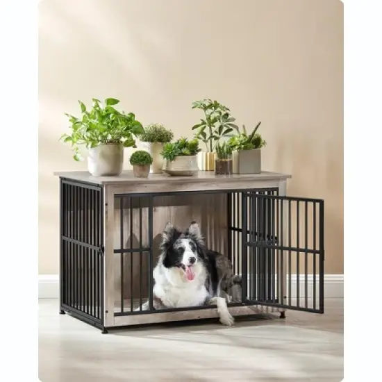 Feandrea Dog Crate Furniture, Side End Table, Modern Kennel for Dogs Indoor up to 70 lb, Heavy-Duty Dog Cage with Enclosed Base image {3}