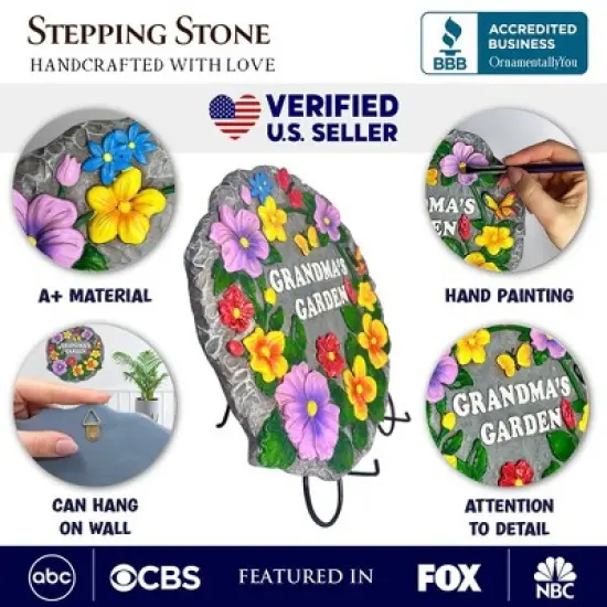 Grandma&rsquo;s Garden Floral Stepping Stone, 9.5" Decorative Outdoor Decoration| OrnamentallyYou image {1}