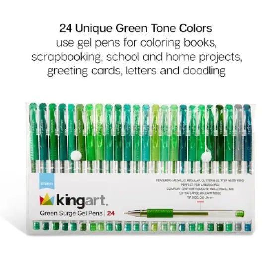 KINGART Gel Pens 24 Green Tone Colors image {4}