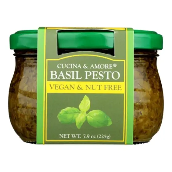 Cucina & Amore Vegan & Nut Free Basil Pesto - Case of 6/7.9 oz image {1}