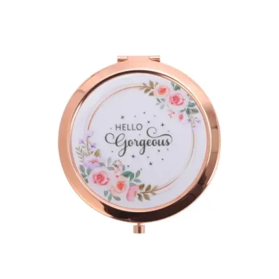 Unique Bargains Round Compact Makeup Mirror Rose Gold Tone 1 Pc image {5}