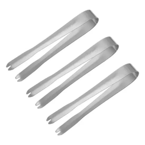Unique Bargains 410 Stainless Steel Ice Tongs for Appetizers, Charcuterie, Dessert, Tea Party, Bar, Cafe Serving 5.2" Silver 3 Pcs image {5}