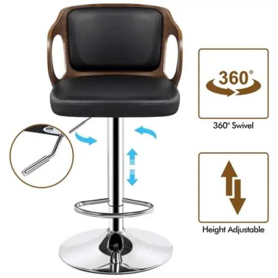 Yaheetech Bar Counter Stool Height Adjustable Faux Leather for Kitchen Counter Home Bar Pub image {5}