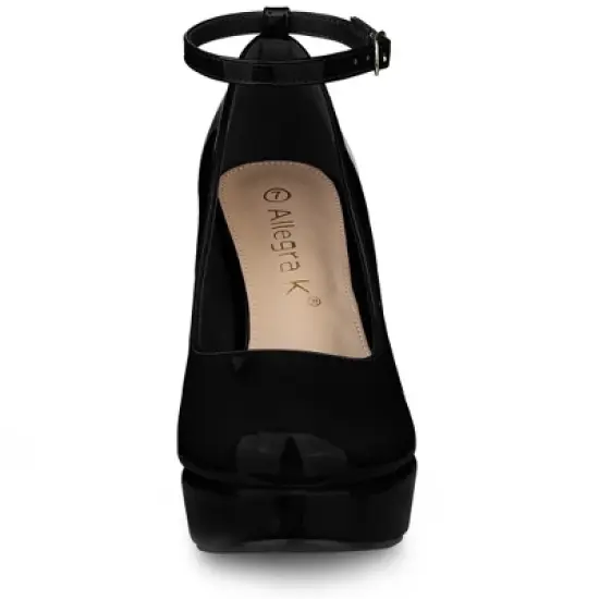 Allegra K Women's Platform Ankle Strap Chunky Heel Mary Janes Pumps image {2}