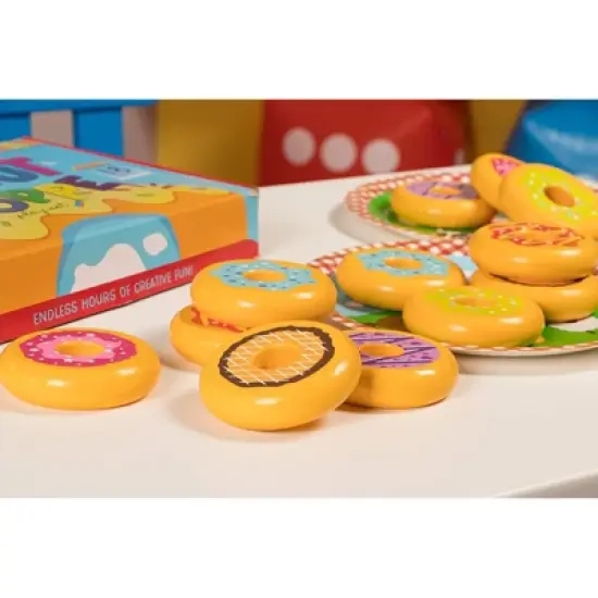 Blue Panda Wooden Play Food Set - 12-Pack Kids Pretend Play Donut Snacks Shop, Playhouse Toys for Toddlers, 6 Assorted Flavors image {1}