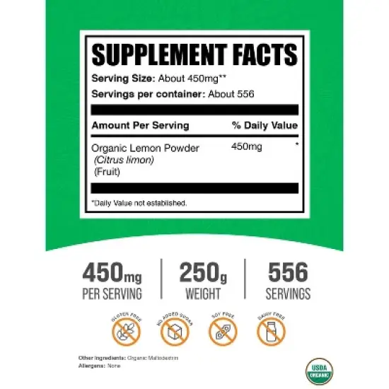 BulkSupplements Organic Lemon Powder image {1}