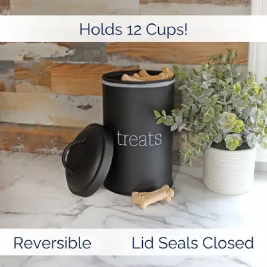 AuldHome Design Enamelware Dog Treat Jar, Modern Farmhouse Pet Treats Container image {6}