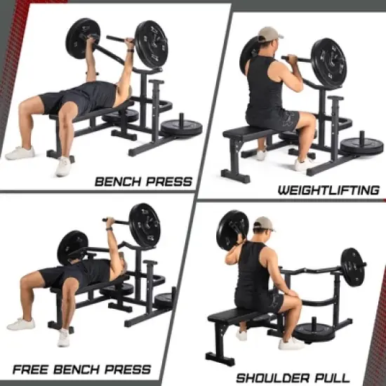 Chest Press Machine, Weight Bench Press Machine, Adjustable Flat Incline Bench with Independent Converging Arms, Multifunctional Bench Press Rack image {6}