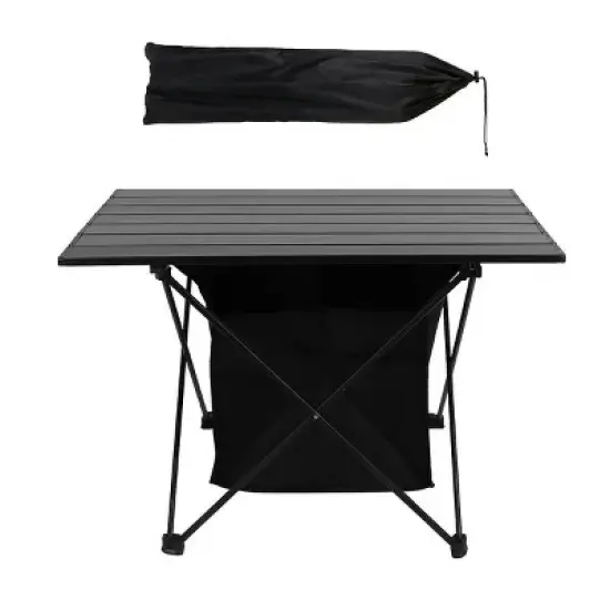 Racxily Foldable Camping Table With Storage Basket Rustproof Portable Aluminum Alloy Roll-Up Camping Table image {11}