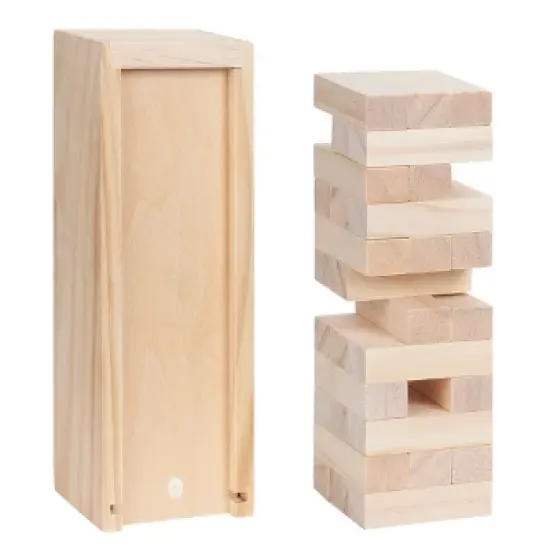 WE Games Mini Wood Block Stacking Tower That Tumbles Down When You Play - 5.5 inches Tall image {5}