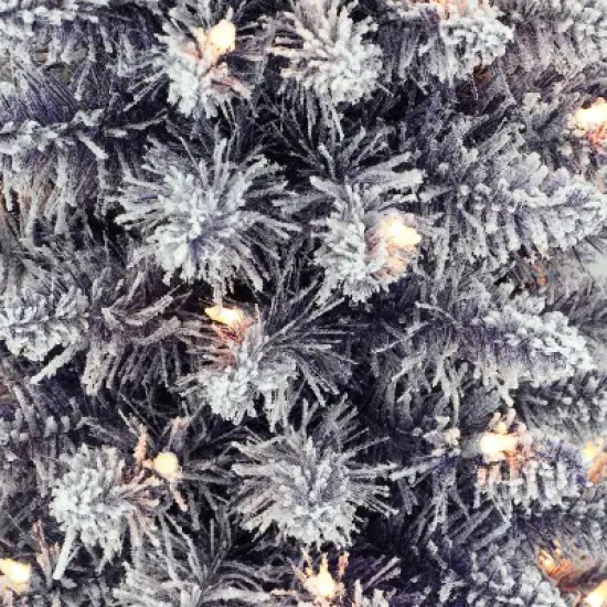 4.5ft Puleo Pre-Lit Purple Flocked Slim Artificial Christmas Tree Clear Lights: Indoor Holiday Decor with Metal Base image {2}