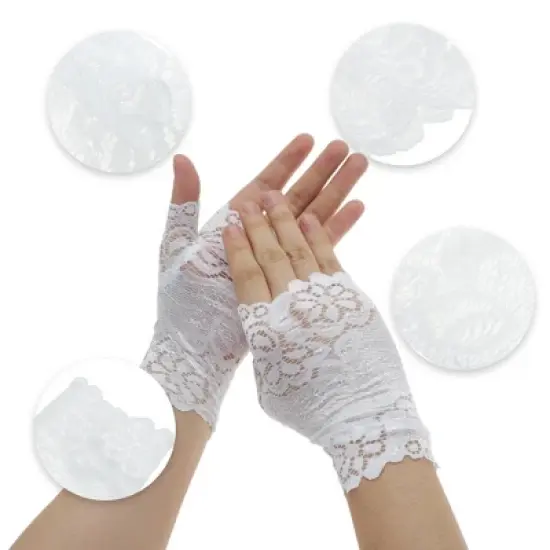 Unique Bargains Breathable Flower Half Finger Manicure Gloves 1 Pair image {2}