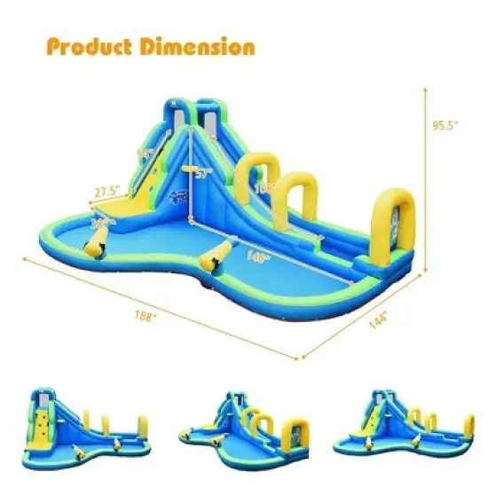 Costway Inflatable Water Slide Kids Bounce House Castle Splash Pool Without Blower image {2}