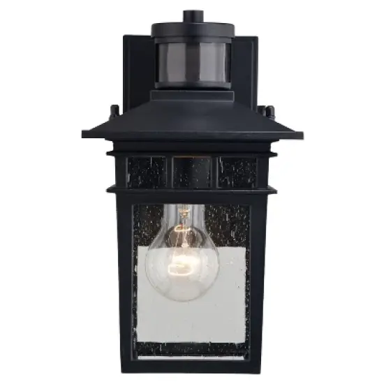 VAXCEL Ridge 6.5-in. W 1 Light Aluminum Black Motion Sensor Dusk to Dawn Outdoor Wall Lantern Clear Glass image {10}