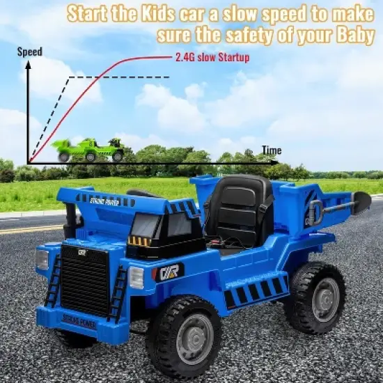 12V Electric Ride-On Construction Truck - 4-Wheeler Toy Car with Remote Control image {3}