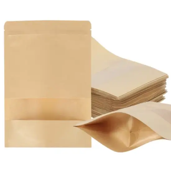 Unique Bargains Kraft Paper Zip Closure Clear Window Food Storage Containers 60 Pcs image {13}