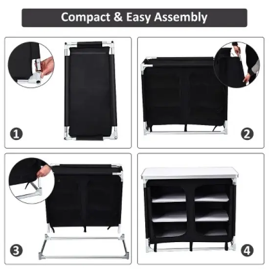 Costway Portable BBQ Aluminum Camping Table Kitchen Cook Station w/ Storage Organizer image {9}