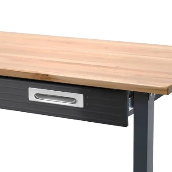 Ultragraphite Wood Top Table Workbench On Wheels Beech Wood/Graphite - Seville Classics image {7}