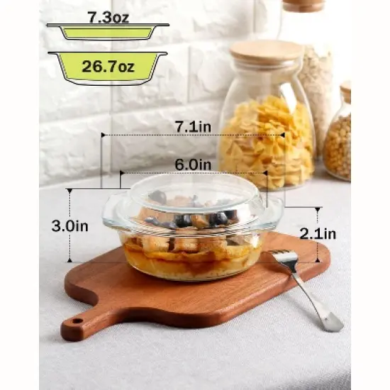 Itopfox Clear Round Glass Casserole with Lid, Microwave & Oven Safe Bakeware, Freezer & Dishwasher Friendly, Easy Grab Baking Dish image {1}